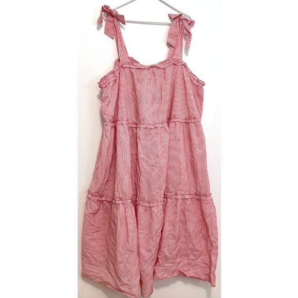 NEW NWT LISA MARIE FERNANDEZ TARGET Plus Size Seersucker Tie Strap Dress Striped - Picture 2 of 16